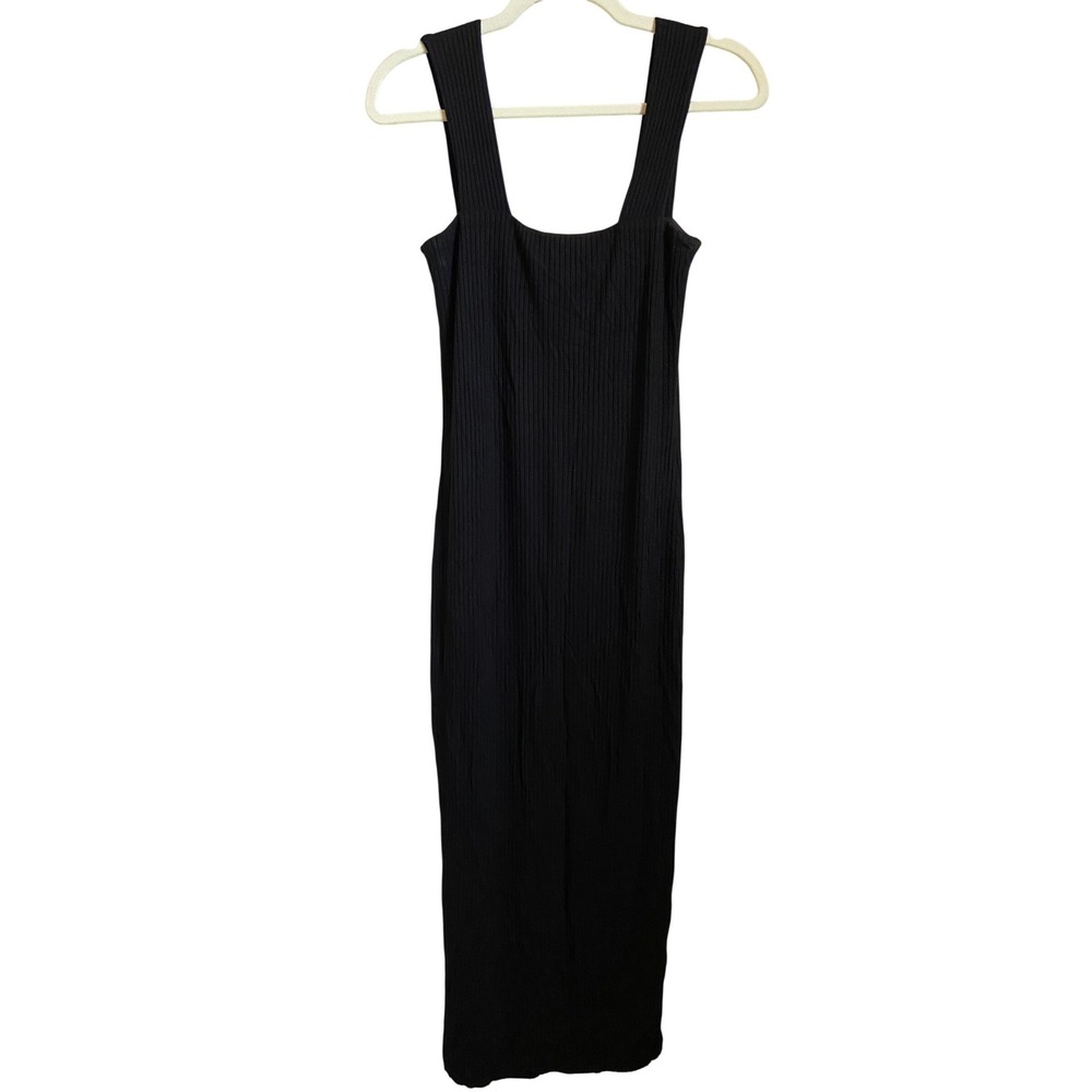 Stillwater‎ Black Ribbed Modal Square Neck Tank Maxi Dress Small Made in USA